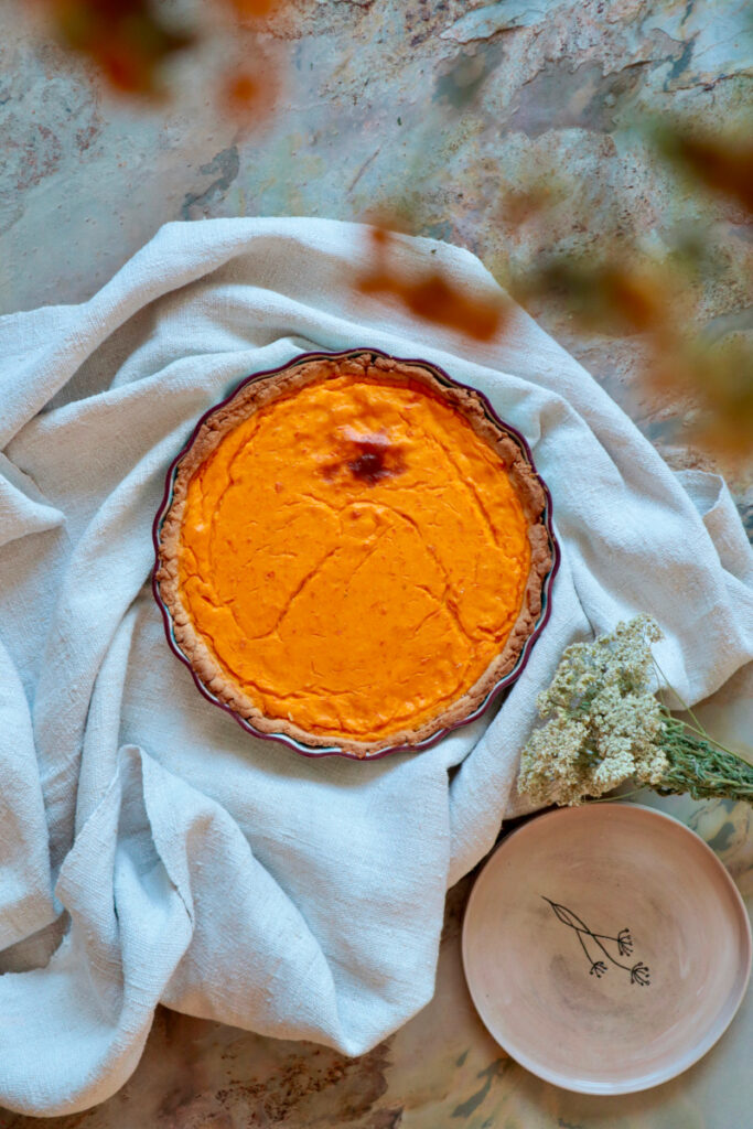 Kürbiskuchen in runder Tarteform